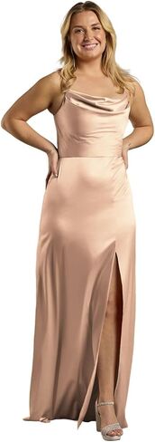 David's Bridal Charmeuse Cowl Neck Sheath Dress with Slit in Kuwait