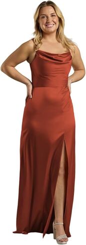 David's Bridal Charmeuse Cowl Neck Sheath Dress with Slit in Kuwait