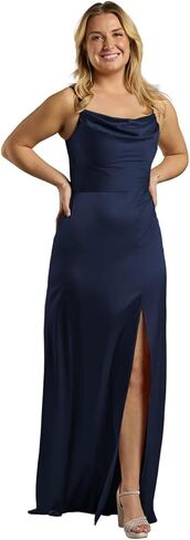 David's Bridal Charmeuse Cowl Neck Sheath Dress with Slit in Kuwait