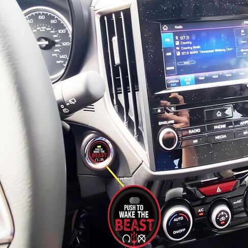 غطاء زر التشغيل بالضغط من TOOLEPIC لسيارة Subaru WRX، Forester، Outback، Legacy، XV 2013-2020، Wake The Beast Style Start Stop ملحق مناسب باللون الأزرق in Kuwait
