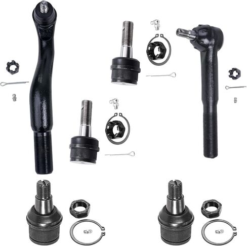محور ديترويت - طقم تعليق أمامي 4WD 6 قطع لـ 99-04 Ford F-250 F-350 F-450 F-550 Super Duty، 00-05 Excursion، 2 قضبان ربط 4 مفاصل كروية سفلية علوية 2000 2001 2002 2003 2004 استبدال in Saudi Arabia