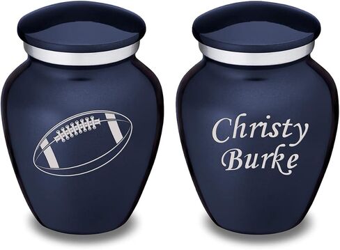 Geturns Embrace Keepsake Personalized Football Cremation Urns for Human Ashes I Cobalt Blue Funeral Urn for Men and Women with Double Side Engraving I 3.5 lbs in Saudi Arabia