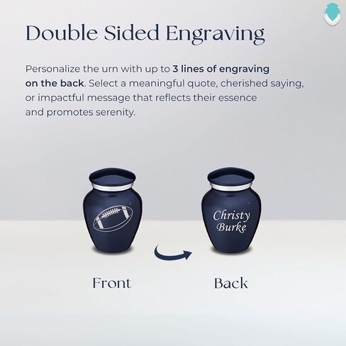 Geturns Embrace Keepsake Personalized Football Cremation Urns for Human Ashes I Cobalt Blue Funeral Urn for Men and Women with Double Side Engraving I 3.5 lbs in Saudi Arabia