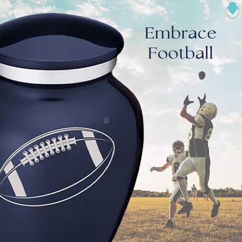 Geturns Embrace Keepsake Personalized Football Cremation Urns for Human Ashes I Cobalt Blue Funeral Urn for Men and Women with Double Side Engraving I 3.5 lbs in Saudi Arabia