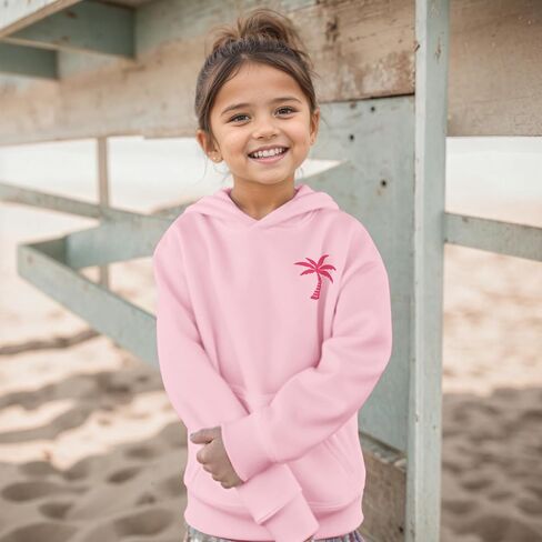 KIEKIECOO Girls Palm Graphic Hoodie Beach Cute Hoodies With Pocket Kids Preppy Sweatshirt Ocean Pullover Long Sleeve Top in Saudi Arabia