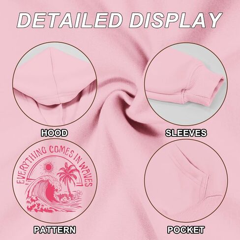 KIEKIECOO Girls Palm Graphic Hoodie Beach Cute Hoodies With Pocket Kids Preppy Sweatshirt Ocean Pullover Long Sleeve Top in Saudi Arabia