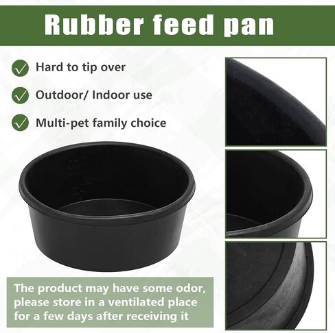 Sadnyy 3 Pcs Rubber Feeder Pan, 3 Gallon Rubber Feed Pan Large Utility Horse Feed Bucket Rubber Dog Bowl Horse Feeder for Goats Horses Chicken Dust Bath Container Animal Feeding, 17.5 x 5.3 inches in Kuwait
