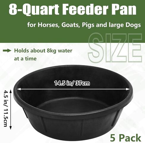 Sadnyy 3 Pcs Rubber Feeder Pan, 3 Gallon Rubber Feed Pan Large Utility Horse Feed Bucket Rubber Dog Bowl Horse Feeder for Goats Horses Chicken Dust Bath Container Animal Feeding, 17.5 x 5.3 inches in Kuwait