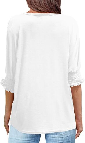 Elesomo Womens Blouses Dressy Casual Half Elbow Sleeve Loose Tee Shirts Tops Fall Outfits in Kuwait
