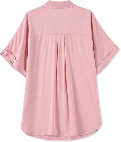 Womens Convenient Snap Casual & Soft Short Sleeve Shirts Blouse, US Small - US 2X-Large in Saudi Arabia