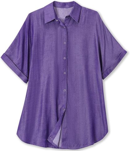 Womens Convenient Snap Casual & Soft Short Sleeve Shirts Blouse, US Small - US 2X-Large in Saudi Arabia