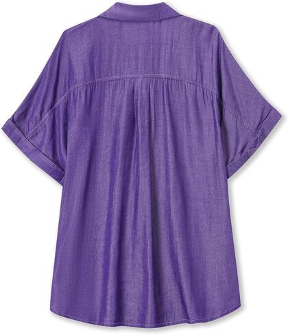 Womens Convenient Snap Casual & Soft Short Sleeve Shirts Blouse, US Small - US 2X-Large in Saudi Arabia