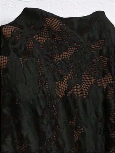 MakeMeChic Women's Plus Size Blouse Floral Lace V Neck Long Sleeve Babydoll Peplum Tops in Saudi Arabia