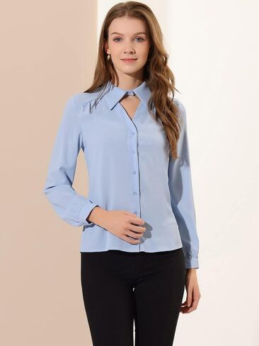 Allegra K Women's Halloween Choker Neck Blouse Turn Down Collar Long Sleeve Work Shirt in Saudi Arabia