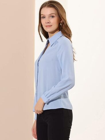 Allegra K Women's Halloween Choker Neck Blouse Turn Down Collar Long Sleeve Work Shirt in Saudi Arabia