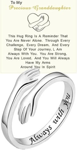 To My Granddaughter Hug Ring For Hope Rings, Motivational Stainless Steel Always With You Ring, Open Adjustable Spiral Wrap Twist Hope Rings Jewelry for Her Mom Wife Best Friend in Saudi Arabia