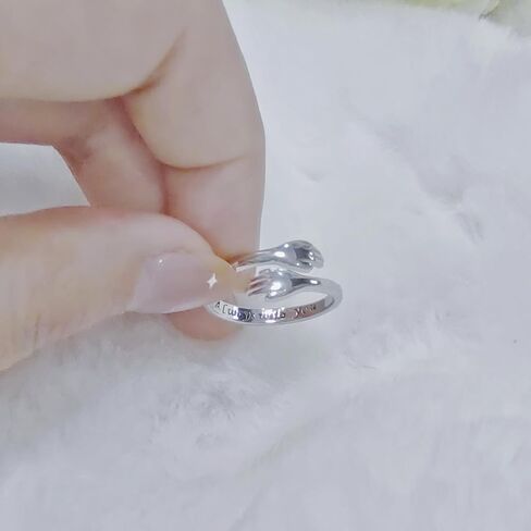 To My Granddaughter Hug Ring For Hope Rings, Motivational Stainless Steel Always With You Ring, Open Adjustable Spiral Wrap Twist Hope Rings Jewelry for Her Mom Wife Best Friend in Saudi Arabia