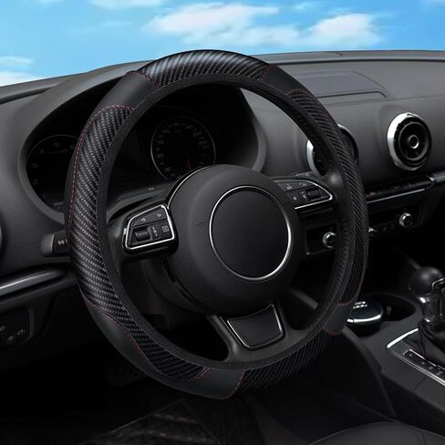 Car Steering Wheel Cover, PU Microfiber Leather Anti-Slip Steering Wheel Covers Fit 15 Inch SUV,Toyota,Trucks, Car Tools to Improve Driving Comfort, Black in Saudi Arabia