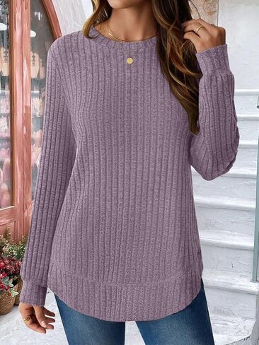 Bliwov Women Long Sleeve Shirts Crewneck Tunic Tops Loose Fit Fall Sweaters Clothes Outfits Fashion Pullover Dressy Blouses in Kuwait