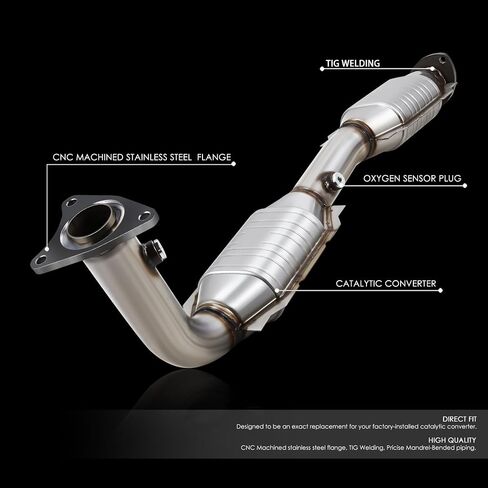 Auto Dynasty [Right Side] EPA Compliant 10077 Factory Style Front Catalytic Converter Exhaust Down Tubing Kits Compatible with Toyota Tundra Sequoia 4.6L 5.7L 2007-2019, Stainless Steel in Saudi Arabia