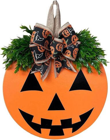 Halloween Wreath Door Hanger Sign Decorations, Cute Halloween Ghost Welcome Wood Hanging Wreaths Decor for Front Door Farmhouse Porch Indoor Outdoor Wall Decor in Saudi Arabia