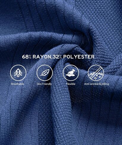 Mens Long Sleeve Knit Shirt Casual Golf Polo Shirts V-Neck Sweater in Saudi Arabia