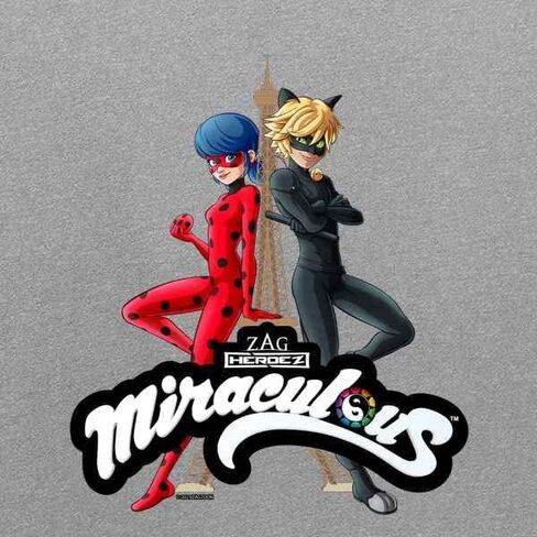 Pop Threads Miraculous Ladybug and Cat Noir Merch Eiffel Tower Youth Kids Girl Boy T-Shirt in Saudi Arabia