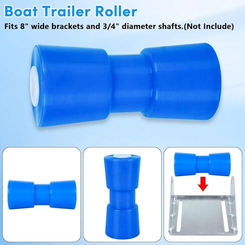 Boat Trailer Roller 10",Keel Rollers for Boat Trailer,Heavy Duty PU Bow Roller Boat Trailer Accessories Replacement Boat Trailer Parts Fits 5/8" Shaft (Blue) in Kuwait