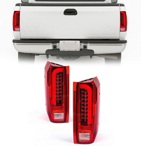 مجموعة مصابيح LED KUAFU متوافقة مع 1990-1997 Ford F150/250/350/Bronco/Super Duty متوافقة مع نماذج Styleside فقط زوج مصابيح LED لقضيب الأنبوب ثلاثي الأبعاد - عدسة حمراء in Saudi Arabia