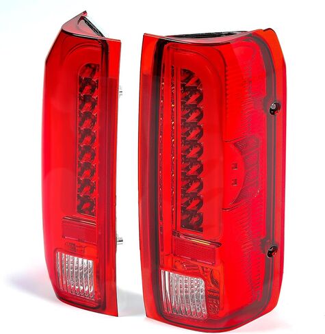 مجموعة مصابيح LED KUAFU متوافقة مع 1990-1997 Ford F150/250/350/Bronco/Super Duty متوافقة مع نماذج Styleside فقط زوج مصابيح LED لقضيب الأنبوب ثلاثي الأبعاد - عدسة حمراء in Saudi Arabia