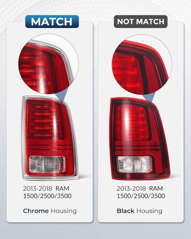 مصابيح خلفية من النوع الرياضي متوافقة مع Dodge Ram 2013-2018 Ram 1500 Sport/Rebel Ram 2500 3500 Laramie مع مصابيح LED سوداء زوج، استبدال OEM: CH2800202 68093081AC CH2801202 68093080AC in Saudi Arabia