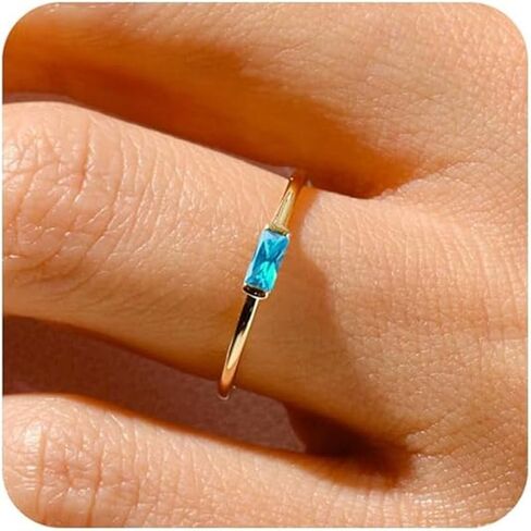 14k Gold Plated Dainty Birthstone Rings for Women Emerald Green CZ Gemstone Thumb Stackable Ring Birthday Christmas Gifts for Mother Daughter Her Engagement Wedding Band Titanium Steel Jewelry Gifts in Kuwait