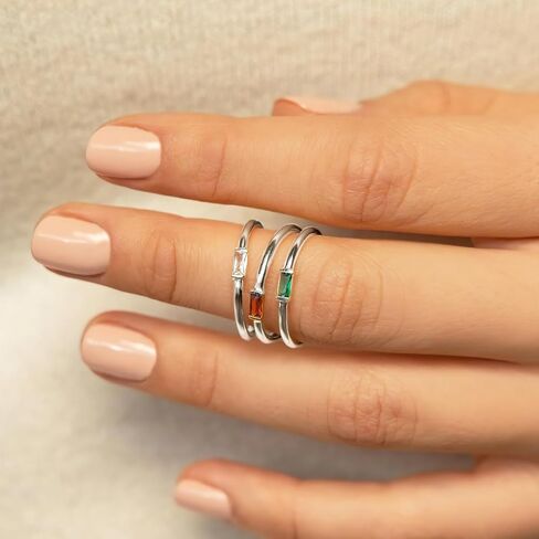 14k Gold Plated Dainty Birthstone Rings for Women Emerald Green CZ Gemstone Thumb Stackable Ring Birthday Christmas Gifts for Mother Daughter Her Engagement Wedding Band Titanium Steel Jewelry Gifts in Kuwait