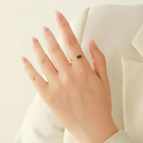 14k Gold Plated Dainty Birthstone Rings for Women Emerald Green CZ Gemstone Thumb Stackable Ring Birthday Christmas Gifts for Mother Daughter Her Engagement Wedding Band Titanium Steel Jewelry Gifts in Kuwait