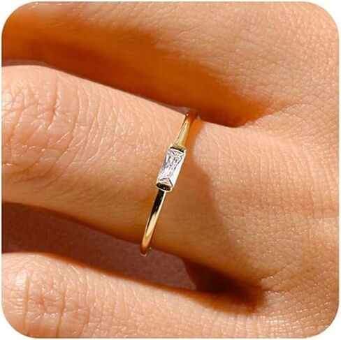 14k Gold Plated Dainty Birthstone Rings for Women Emerald Green CZ Gemstone Thumb Stackable Ring Birthday Christmas Gifts for Mother Daughter Her Engagement Wedding Band Titanium Steel Jewelry Gifts in Kuwait