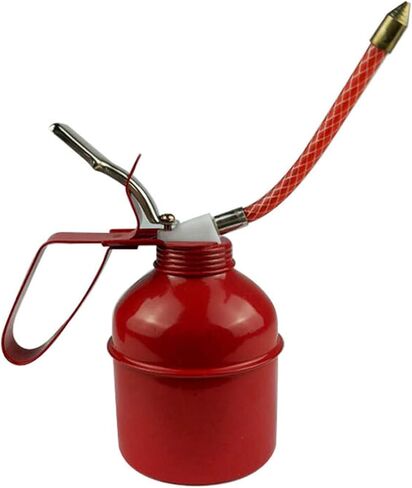 Tissting Manual Oiler Can 400ml Red Lever Style Lubrication Tool for Easy Operation - Hand Pump Oil Can with Flexible Hose for Home Auto Motorcycles Maintenance and Machine Lubrication Needs in Saudi Arabia