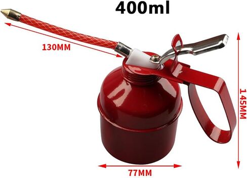Tissting Manual Oiler Can 400ml Red Lever Style Lubrication Tool for Easy Operation - Hand Pump Oil Can with Flexible Hose for Home Auto Motorcycles Maintenance and Machine Lubrication Needs in Saudi Arabia