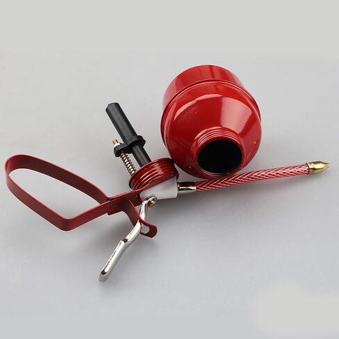 Tissting Manual Oiler Can 400ml Red Lever Style Lubrication Tool for Easy Operation - Hand Pump Oil Can with Flexible Hose for Home Auto Motorcycles Maintenance and Machine Lubrication Needs in Saudi Arabia