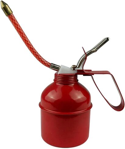 Tissting Manual Oiler Can 400ml Red Lever Style Lubrication Tool for Easy Operation - Hand Pump Oil Can with Flexible Hose for Home Auto Motorcycles Maintenance and Machine Lubrication Needs in Saudi Arabia