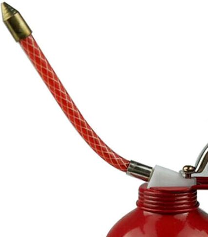 Tissting Manual Oiler Can 400ml Red Lever Style Lubrication Tool for Easy Operation - Hand Pump Oil Can with Flexible Hose for Home Auto Motorcycles Maintenance and Machine Lubrication Needs in Saudi Arabia