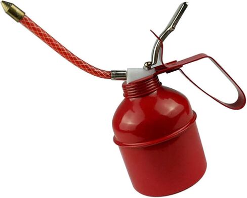 Tissting Manual Oiler Can 400ml Red Lever Style Lubrication Tool for Easy Operation - Hand Pump Oil Can with Flexible Hose for Home Auto Motorcycles Maintenance and Machine Lubrication Needs in Saudi Arabia