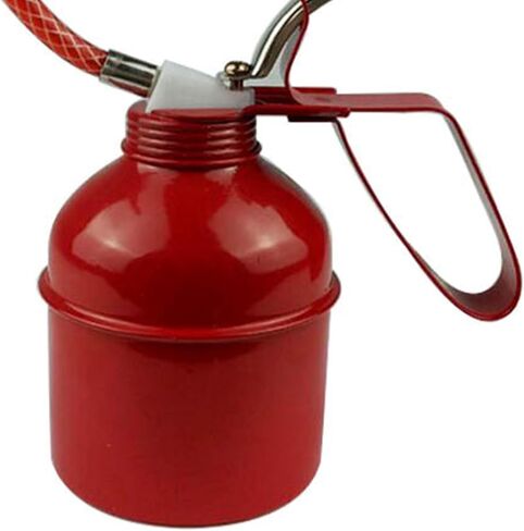 Tissting Manual Oiler Can 400ml Red Lever Style Lubrication Tool for Easy Operation - Hand Pump Oil Can with Flexible Hose for Home Auto Motorcycles Maintenance and Machine Lubrication Needs in Saudi Arabia