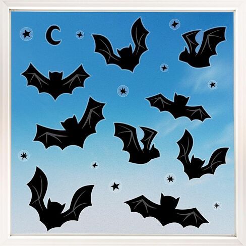 Big Dot of Happiness Black Bats Window Clings, Reusable Holiday Window Sticker Decorations, Bat Decals, Halloween Static Clings for Kids Halloween Party in Saudi Arabia