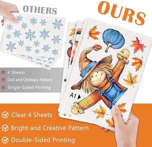 Mfault Hello Fall Scarecrow Red Truck Window Clings 4 Sheets, Autumn Harvest Pumpkin Maple Leaves Stickers Decals Decorations, Thanksgiving Seasonal Home Kitchen Decor in Saudi Arabia