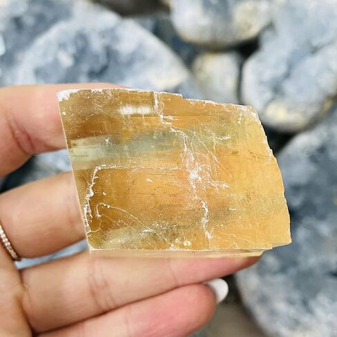 Meditation Home Decor, Natural Orange Clear Iceland Spar Stone Yellow Calcite Reiki Healing Specimen Rough Raw Mineral Collection Gift Gifts,Natural Crystal (Size : 1 Piece) in Saudi Arabia