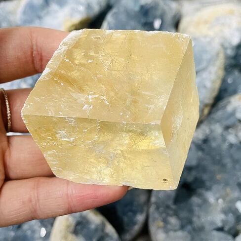 Meditation Home Decor, Natural Orange Clear Iceland Spar Stone Yellow Calcite Reiki Healing Specimen Rough Raw Mineral Collection Gift Gifts,Natural Crystal (Size : 1 Piece) in Saudi Arabia