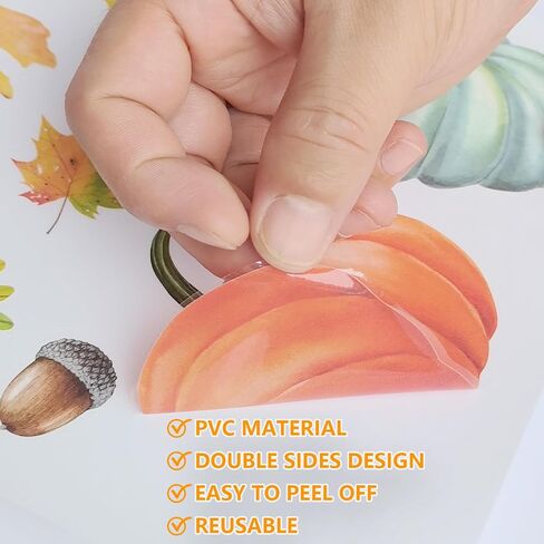 6 Sheets Fall Window Clings, Thanksgiving Window Clings for Glass, Double-Sided Reusable Static Leaves Autumn Stickers Decor Home Office Classroom in Saudi Arabia