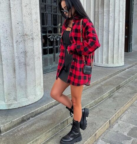 Women Long Sleeve Button Down Plaid Fall Shirt Casual Work Tops in Saudi Arabia
