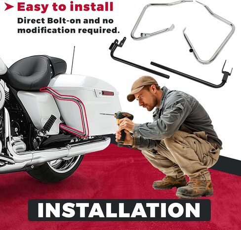 KUAFU Saddlebag Bracket Guard Bars Compatible with 2014-2024 Harley Davidson Touring Electra Glide Road Glide Street Glide FLH Hard Saddle Bags Support Brackets Mount Kit in Saudi Arabia