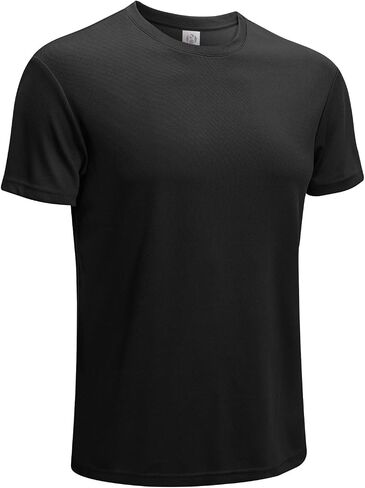 Men's Athletic T-Shirts Quick Dry Running Workout Shirts Short Sleeve Activewear Crew Neck Gym Tee Tops Black in Saudi Arabia